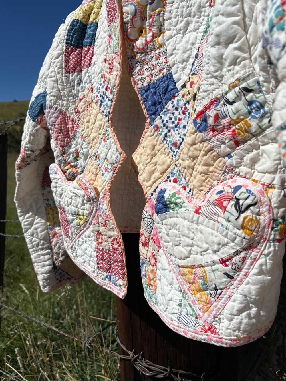 Prairie Romance Quilted Heart Pockets Patchwork Jacket size 0-6 - Picture 7 of 14